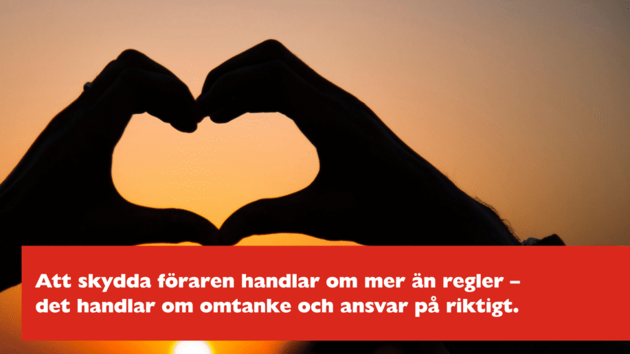 Två händer formar ett hjärta i solnedgång – symbol för omtanke, hälsa och trygghet i arbetsmiljön.