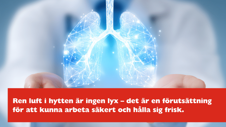 Digital illustration av lungor som symboliserar ren luft och hälsosam andning i arbetsmiljö med BMair-system.